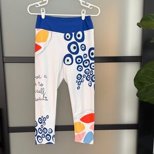 Loony Legs Blue and White Printed Capris, like new